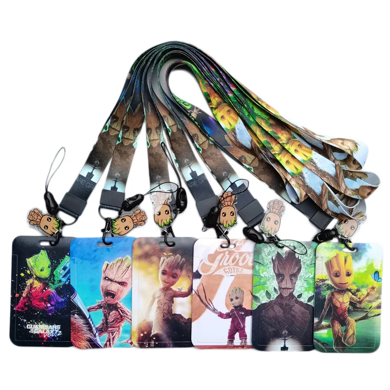 I'm Groot. Cute Card Holder Lanyards for Keychain Superhero Movie Card Holders Neck Strap Door Badge Holder Credencial Pendant