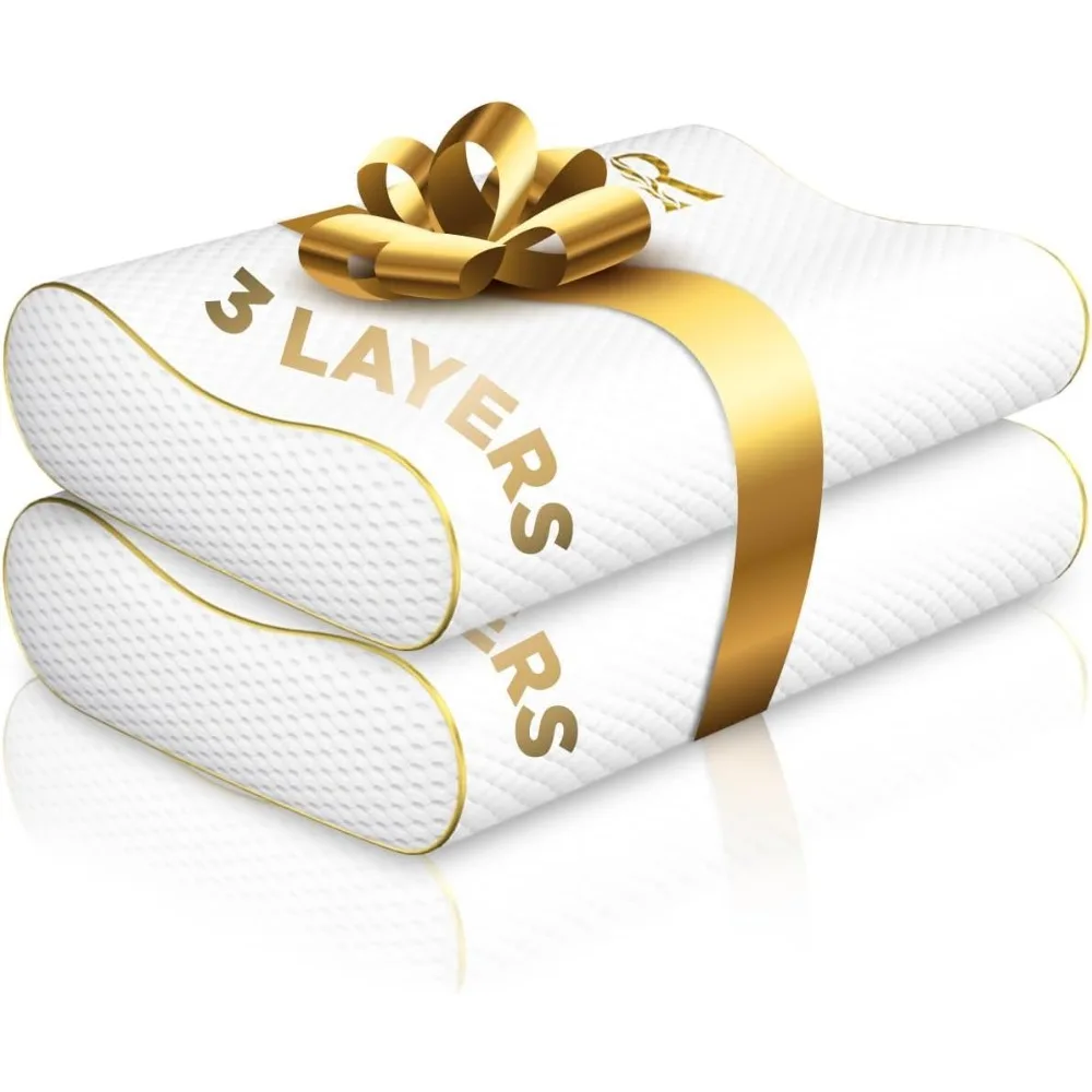 

2-Pack Queen Memory Foam Pillow, Cervical, Queen Contour, Orthopedic Pillow for Neck Support, Neck Pain, Side Sleepers