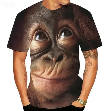 T-shirt unisexe à manches courtes avec imprimé gorille d'été, vêtements pour hommes