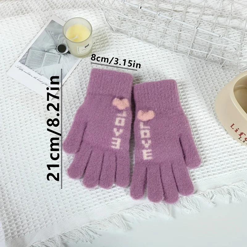 All Season Fingerless Gloves with Heart Design