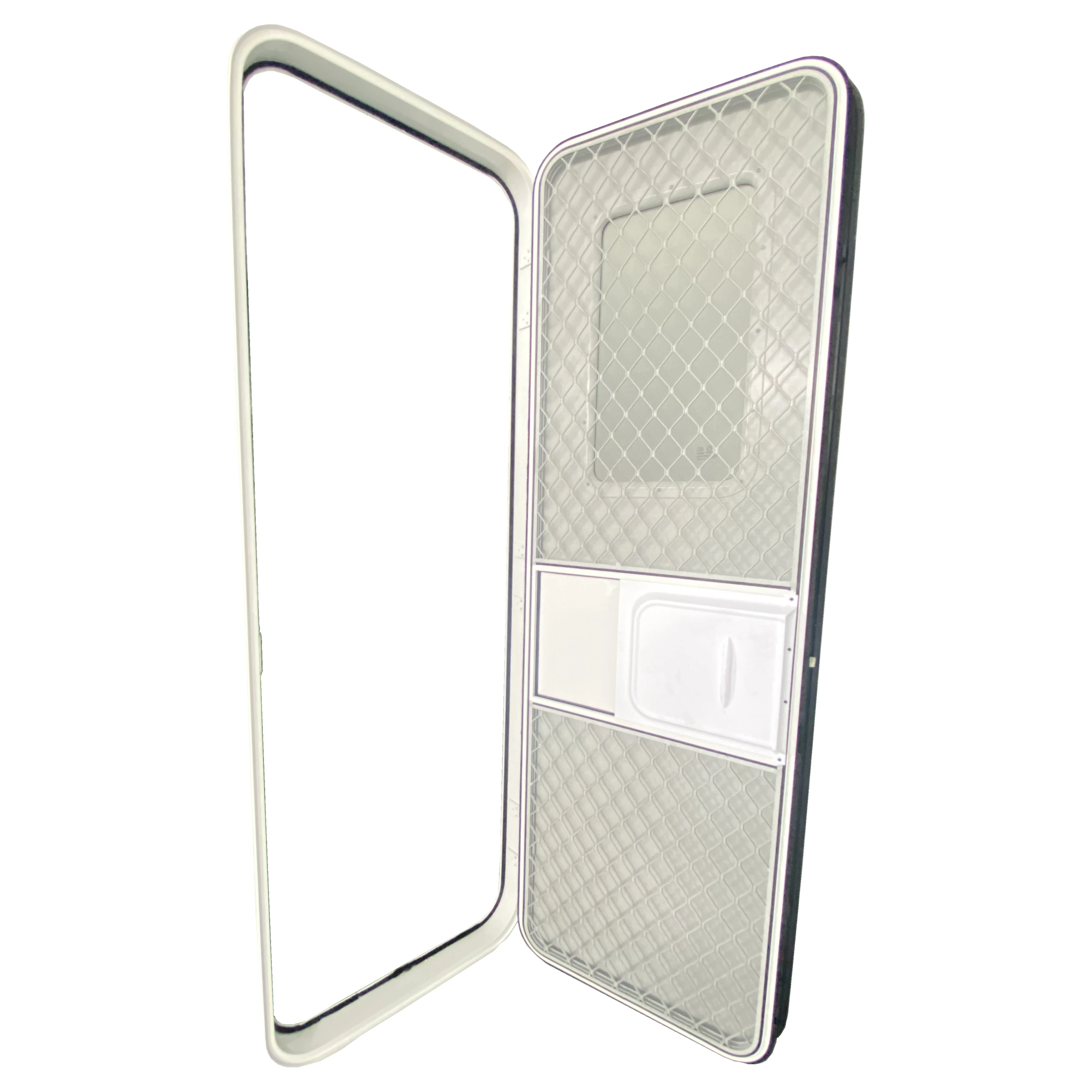 إطار باب من سبائك الألومنيوم عالي الجودة، قفل بطاقة إلكترونية، باب متنقل بمقطورة RV مع شريط مطاطي وزجاج مقسى بلوري #2