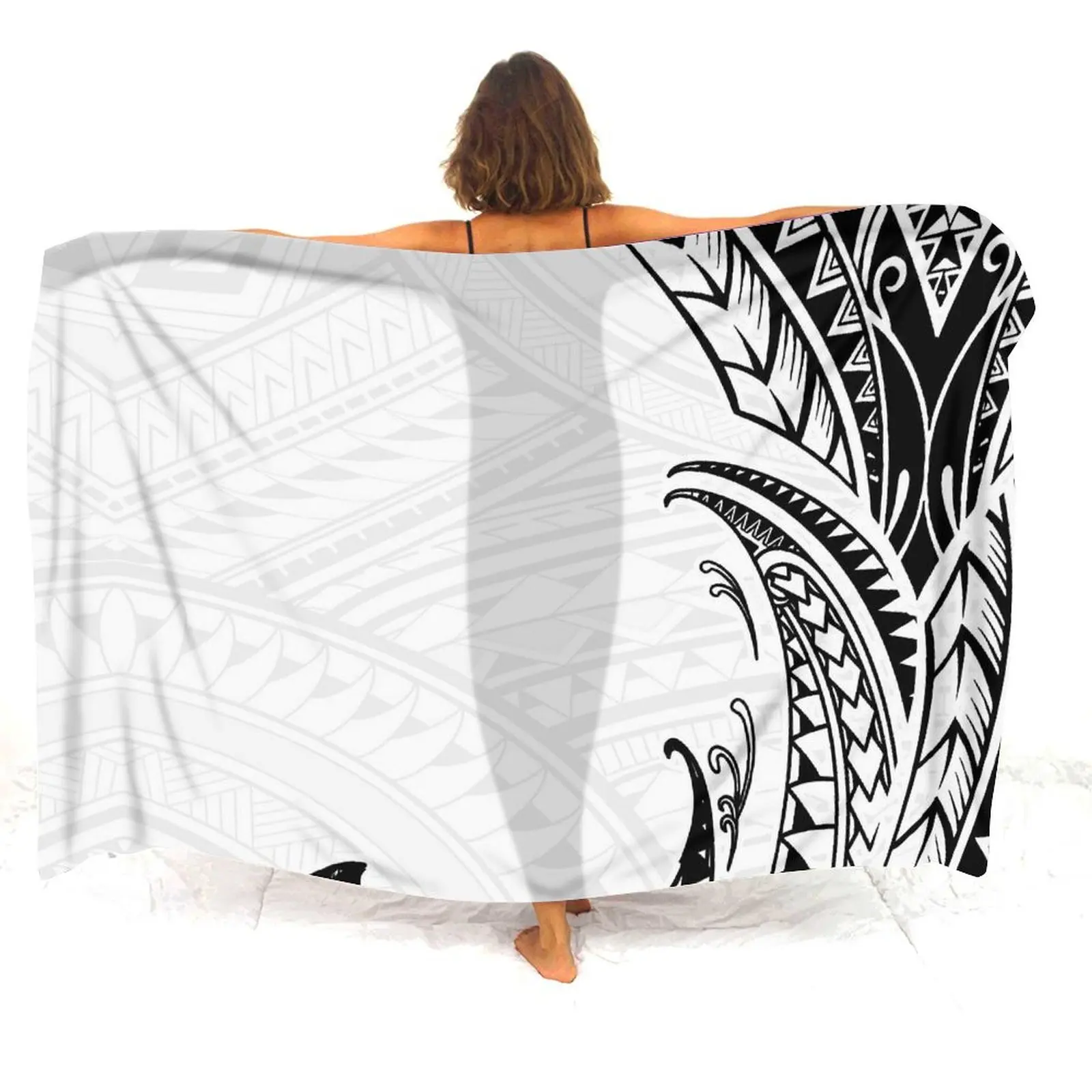 Sarong d'art des îles Samoa et Fidji, manteau une pièce coupe-vent antidérapant, style bord de mer personnalisé, conception d'impression vintage conforme, été