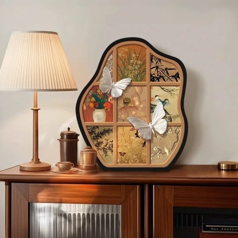 Retro Chinese Style Butterfly Ornament Song Dynasty Aesthetic Desktop Decor for Tea Table TV Cabinet Living Room Soft Furnishing
