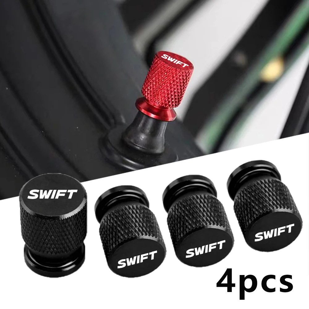 for Suzuki Swift Car Wheel Tire Valve Caps Tyre Stem Covers Aluminum Alloy Airdust Waterproof  4 pcs