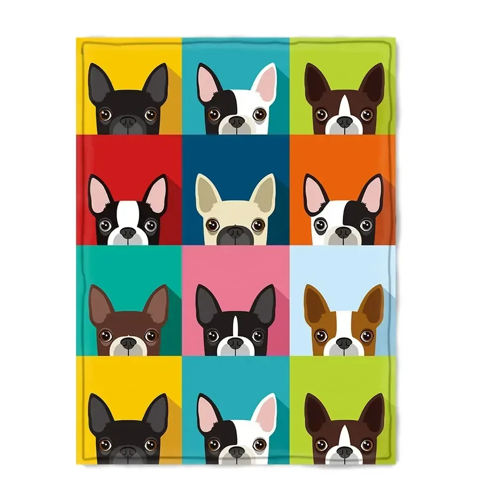 Boston Terrier Blanket Soft Cozy Boston Terrier Cute Puppy Dog Throw Blanket for Kids Girls Women Adults Boston Dog Lover Gifts