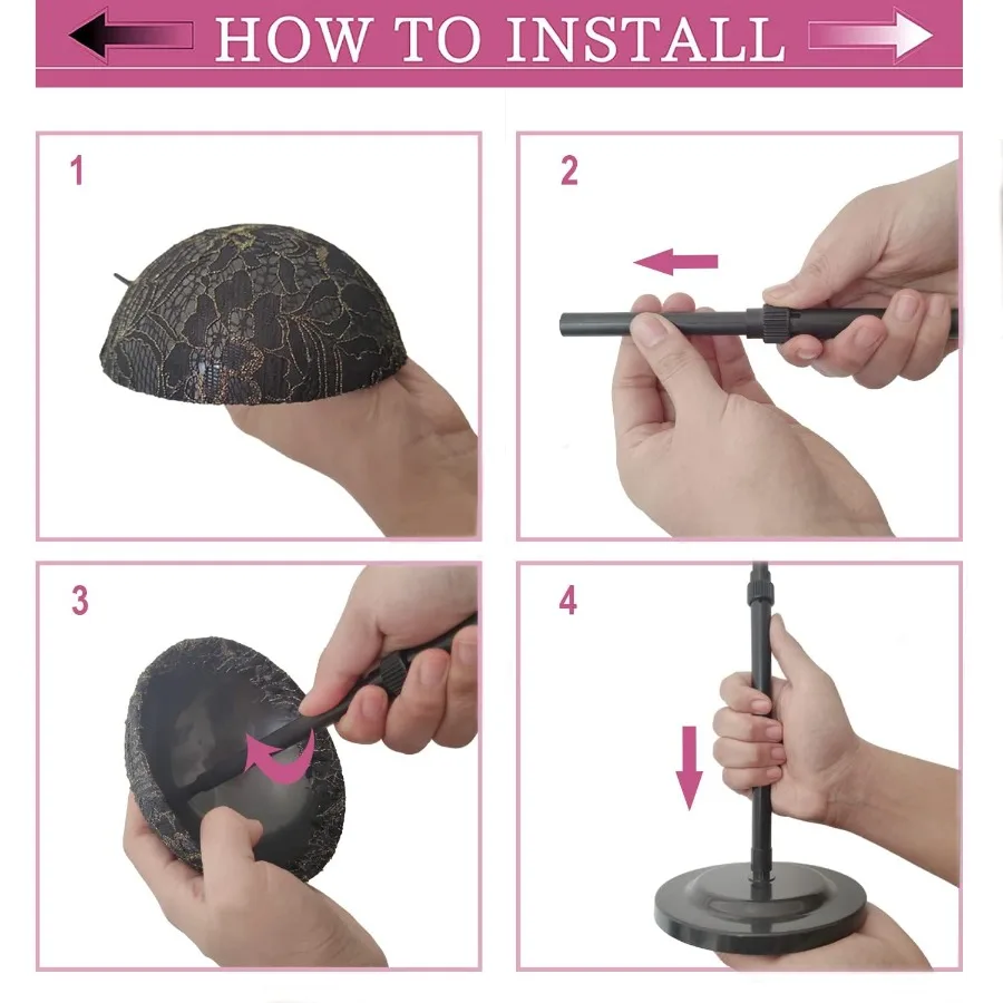 ขาตั้งวิกผม 1 ชิ้น ปรับความสูงได้ ขาตั้งวิกแบบพกพา กันลื่น ที่วางหัววิก แข็งแรง ทนทาน ทำจากพลาสติก สำหรับวิกผมหลายแบบ