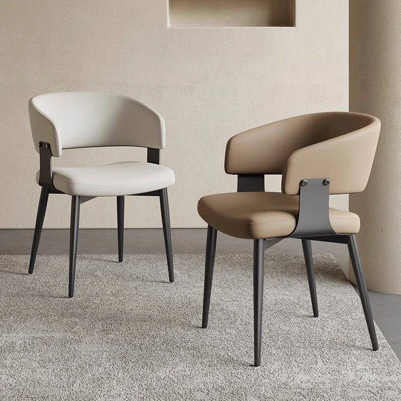 

#Italian Minimalist Nordic Modern Dining Chair With Backrest And Armrests Soft Upholstery Light Luxury Home Furniture