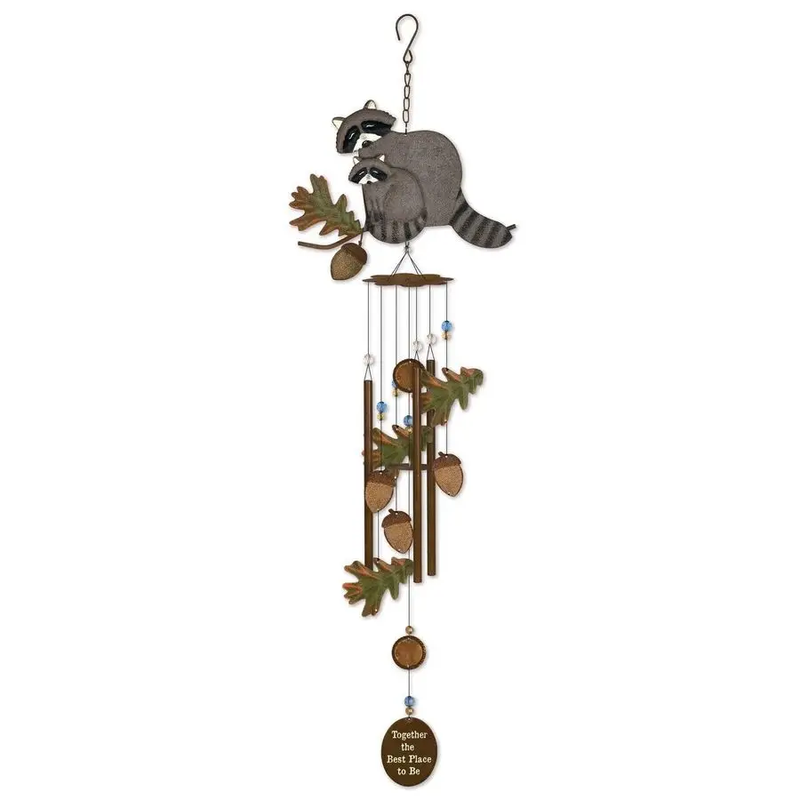 

91901 Windchimes в деревенском стиле, уличный декор, подарки для папы, коллекция Lake Lodge, металлический колокольчик, 32,25 дюйма, енот