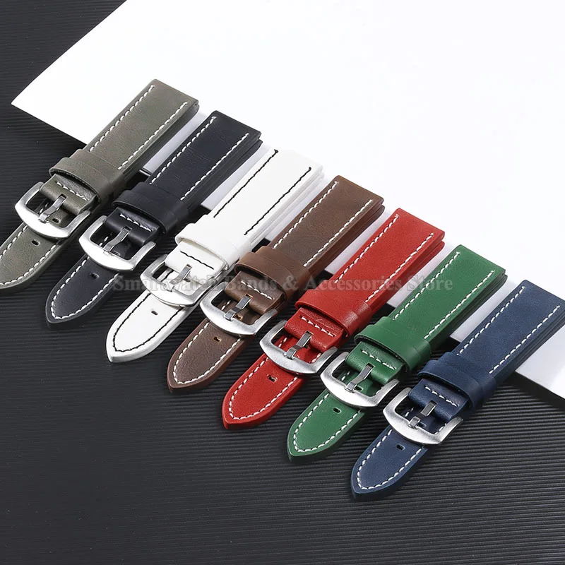 Vintage Leather Watch Strap 18mm 20mm 22mm 24mm for Samsung Watch 3/4/5/6 Wrist Band for Huawei Gt2/3 Waterproof Sport Bracelet image 6