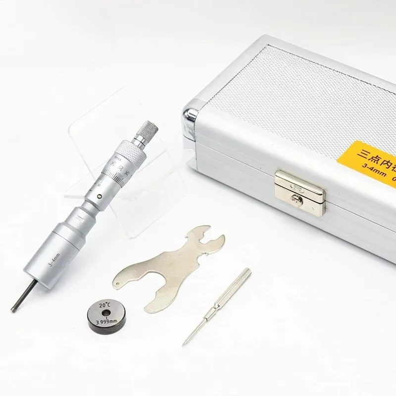 Three point internal micrometer, three jaw digital display, mechanical extension rod