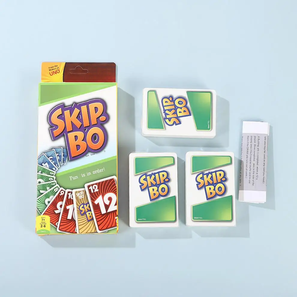ألعاب ماتيل UNO: SKIP BO لعبة بطاقات متعددة اللاعبين لعبة بطاقات ألعاب الحفلات العائلية لعبة أطفال