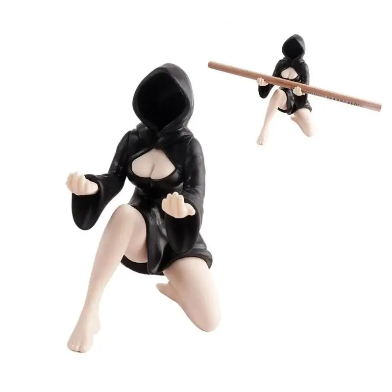 [S]Gothic Mysterious Black Robe Queen Pen Holder Phone Stand Desktop Ornament Bookshelf Sculpture