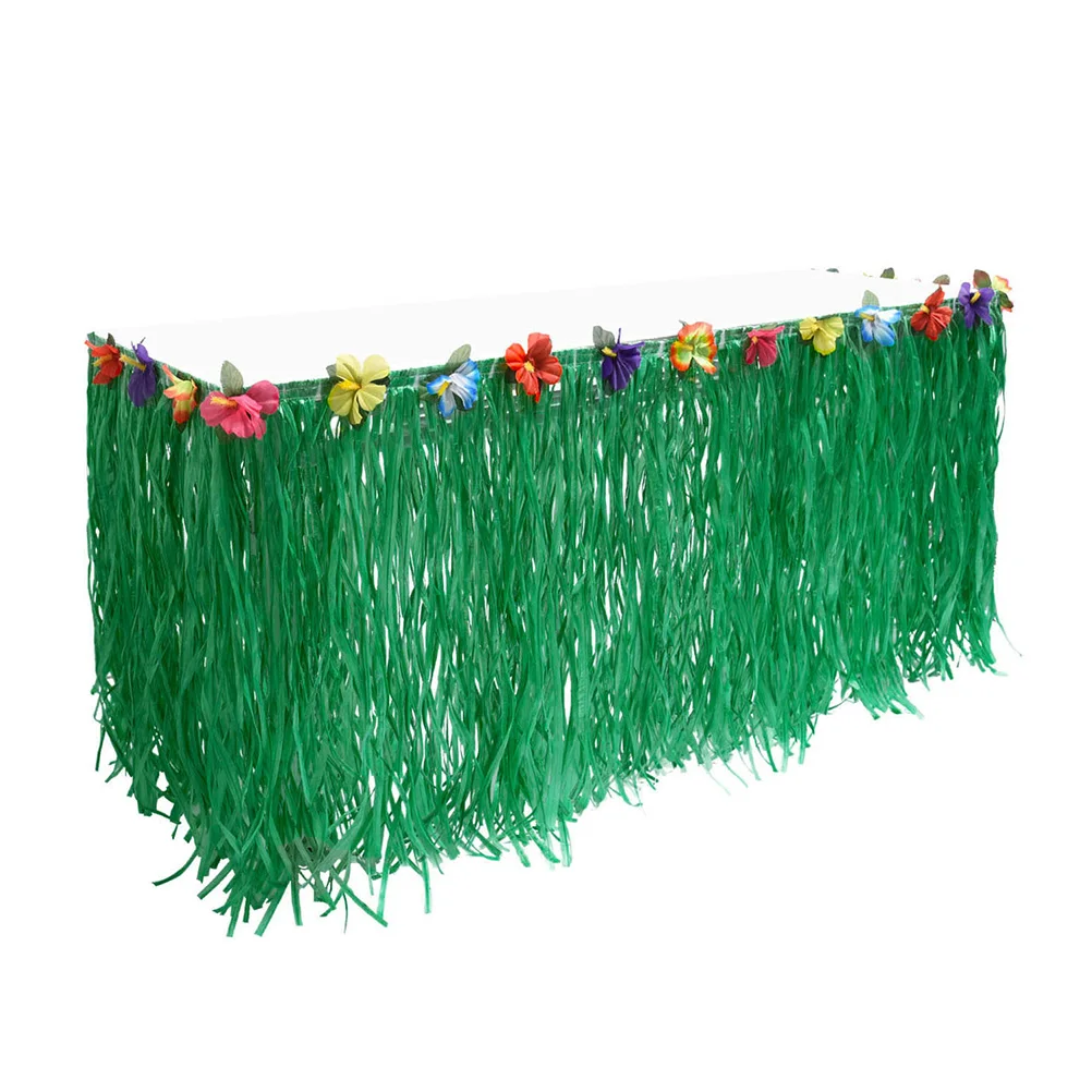 

Green Cloth Hawaiian Monstera Runner Table Skirt Suit Luau Party Decorations Premium Material Reusable Festive