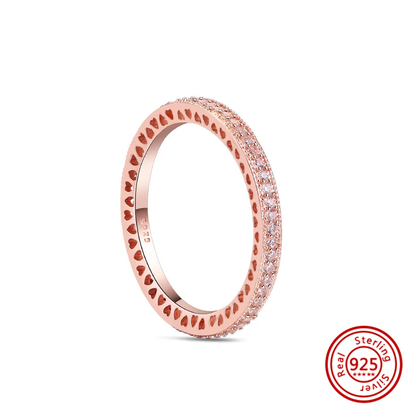 New 925 Sterling Silver Rings For Women Original Infinity Love Heart Engagement Wedding Rose Gold Crystals Luxury Jewelry Gift