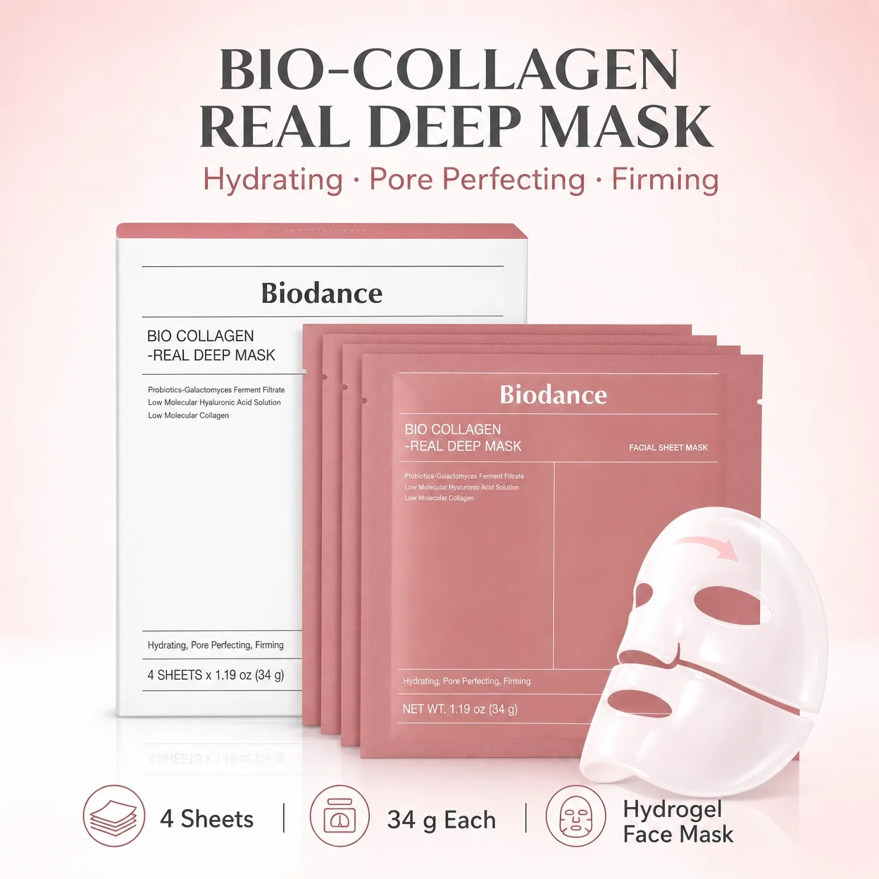 Korean BIO-COLLAGEN Real Deep Mask Overnight Hydrogel,Facial Pore Care Tightening Deep Hydrating Masks Skin Care Gifts for Women