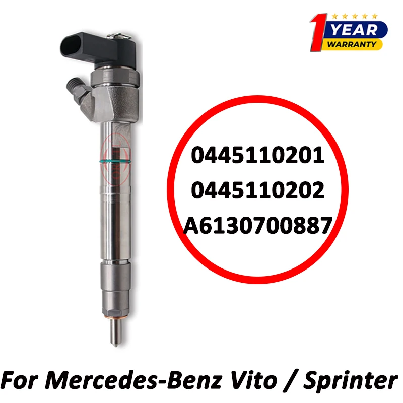 

0445110201 0445110202 A6130700887 Diesel Fuel Injector For Mercedes-Benz Vito ML270 99-2003 / Sprinter 2000-06 OM611.980