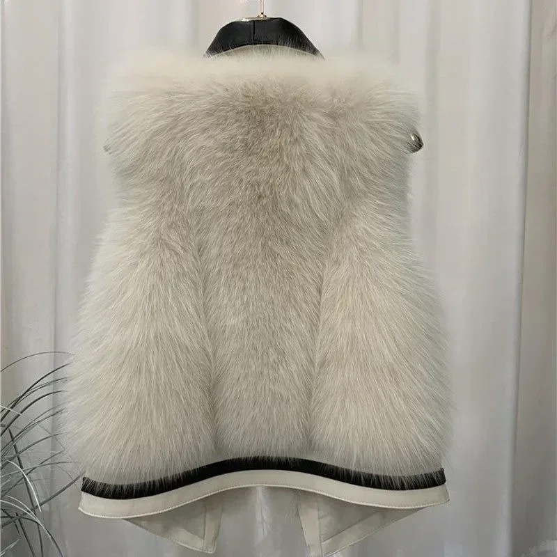 Autumn Winter New Imitation Fox Fur Fur Vest Women Short Waistcoat Young Fashion Slim Fit Outwear Fashion Casual Warm Jacket