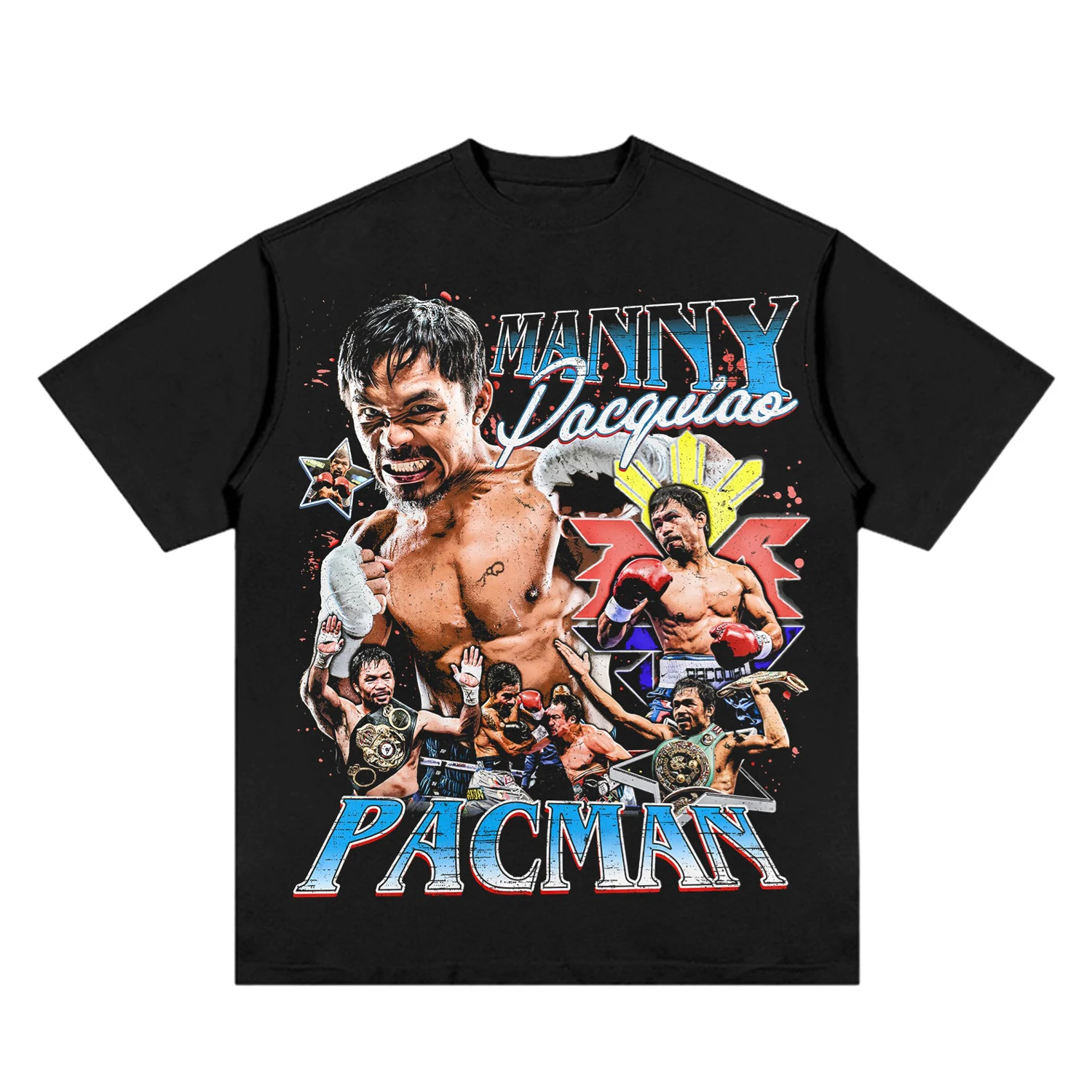 New Arrival Manny Pacquiao Printed Short sleeve top vintage boxing sports cotton T-shirt O-Neck summer men and kids Tees