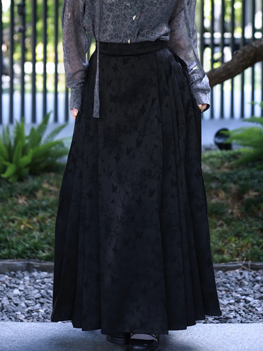 

Юбка Ханьфу большого размера с вышивкой, на резинке и молнии, в ретро-стиле, с высокой талией, А-силуэт, из полиэстера, традиционная культура