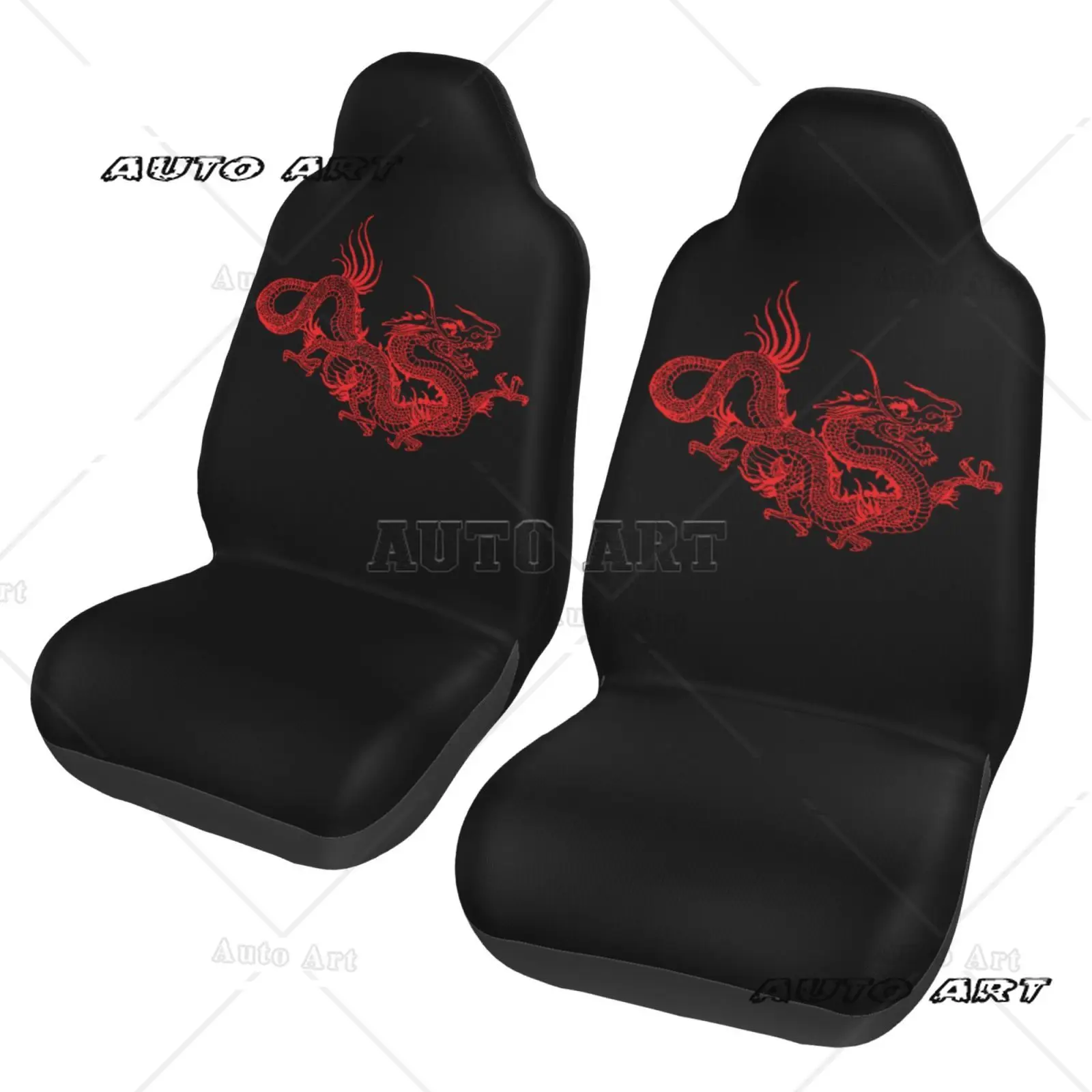 

Red Chinese Dragon Pattern Printed Car Seat Cover Protection Kit 2-pes Car Seat Protection Cover Comfortable Interior Accessory