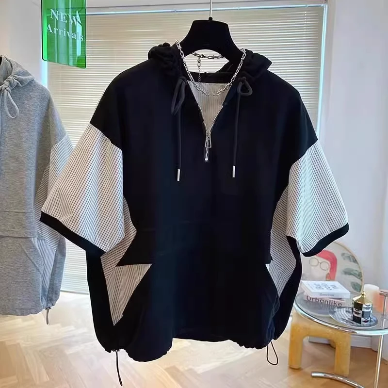 

plus Size 300 Pou Trendy Loose Fit ort Sve T-irt Hooded Men's Summer Casual Top Breathable Comfortable Cotton Tee
