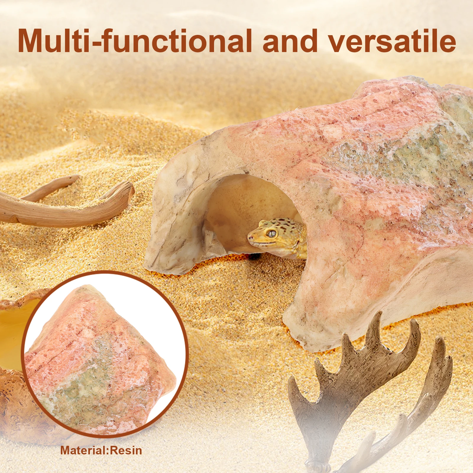 Reptile Cave Resin Hideout Turtle Basking Platform Creative Ramp Tank Decoration Accessories Reptile Cave Reptiles Tank Hide