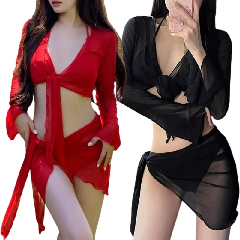 

E8bf Женщины 4pcs выталкивать шнурки купальники шнур