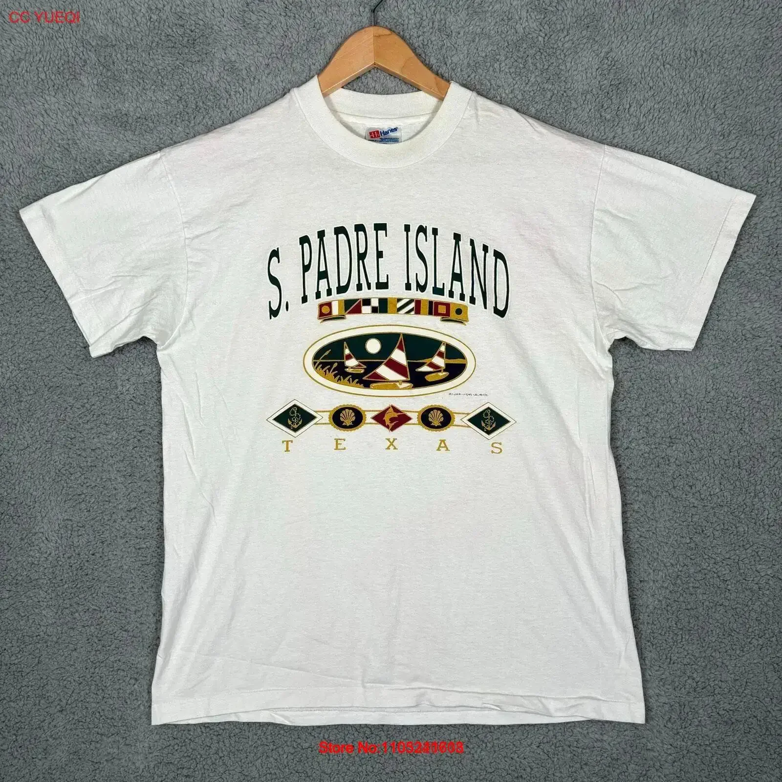 

Vintage Texas T Shirt Mens Large White South Padre Island Beach Sailboat vintage Washed fashion Stylish Stretched Comfortable