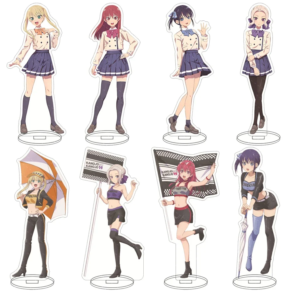 Anime Kanojo mo Kanojo Girlfriend Acrylic Stand Model Figures Mukai Naoya Saki Saki Kiryū Shino Cosplay Model Desk Decor Gifts