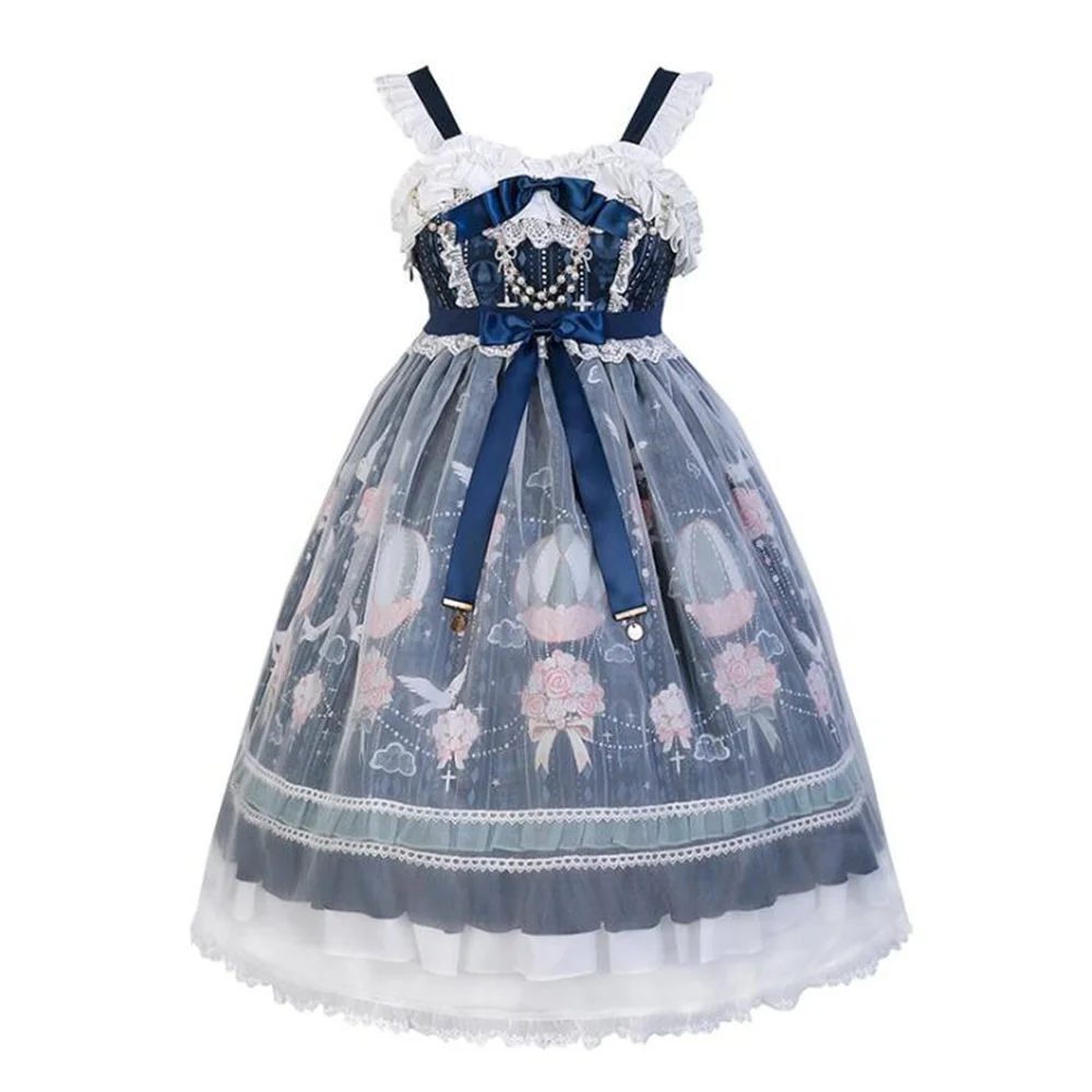 2021 Japanese Sweet Lolita Dress Kawaii Loli Princess JSK Lolita Tea Party Girl Dress Cos Victoria