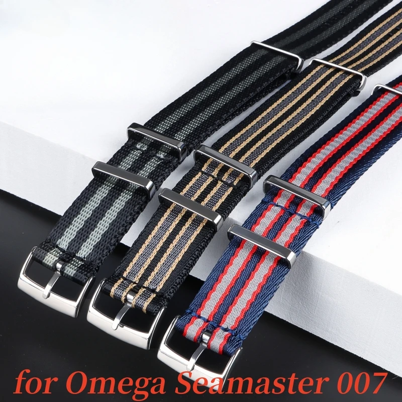 Bracelet en Nylon souple pour Omega Speedmaster 007, 20mm, ceinture de sécurité, Sport militaire, rétro, pour Seiko