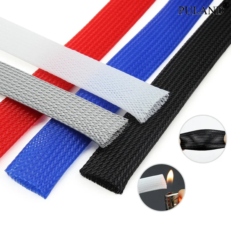 1/5/10M High Density PET Braided Expandable Sleeve 2 4 6 8 10 12 14 16 20 25 30 40 50 60mm Wire Wrap Insulated Protector Sheath