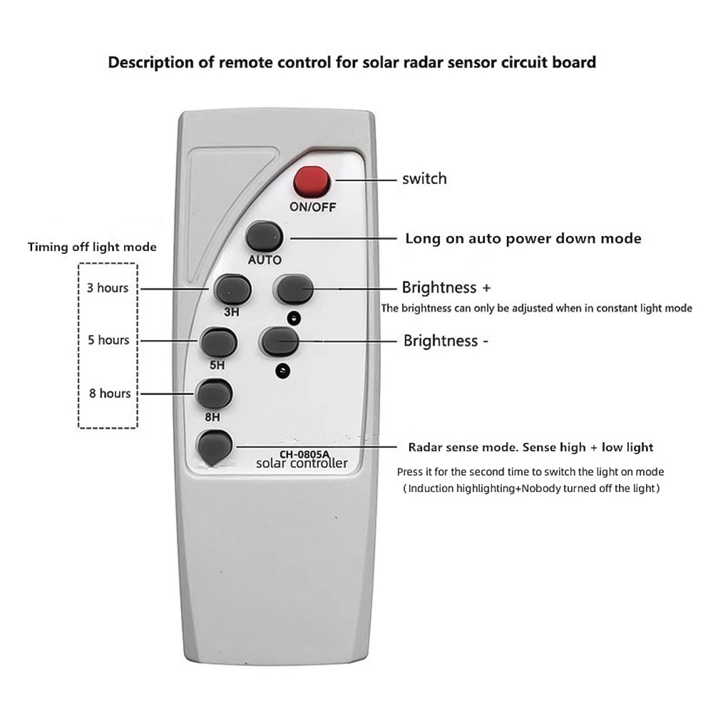 3.2V 3.7V Microwave Radar Body Induction Solar Wall Light Switch Circuit Board Solar LED Driver Controller Board Remote Control