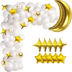White Balloon Arch Kit Baby Shower Decor Moon Star Foil Confetti Ballon Garland Set Kid Birthday Wedding Party Decoration Globos