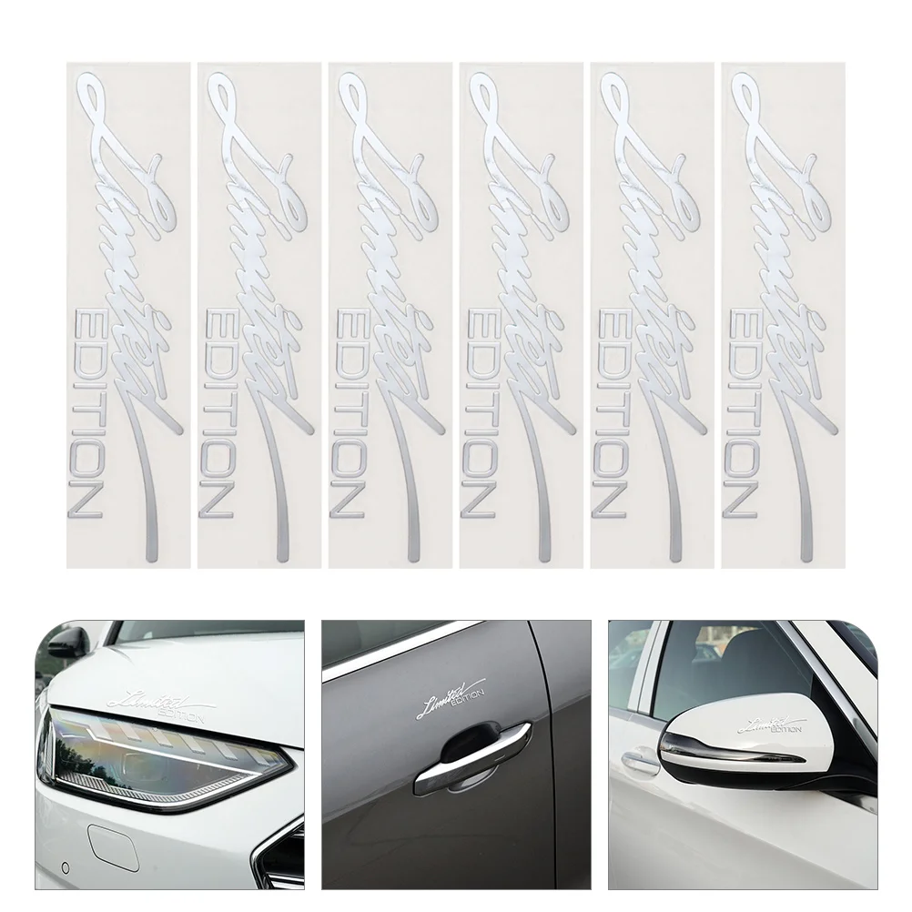 

6Pcs Car Decal Stickers Edition Reflective Aluminum Alloy Emblems Uv Fade Resistant Creative Exterior Accessories