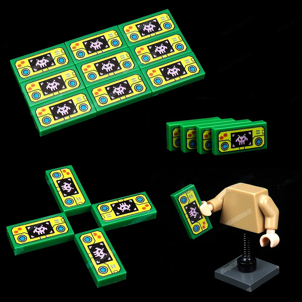 Pixelated Alien Pattern Building Block Printed 3069 Moc Sports Figures Electronic Game Model Accessories Child Gift Boy Diy Toys