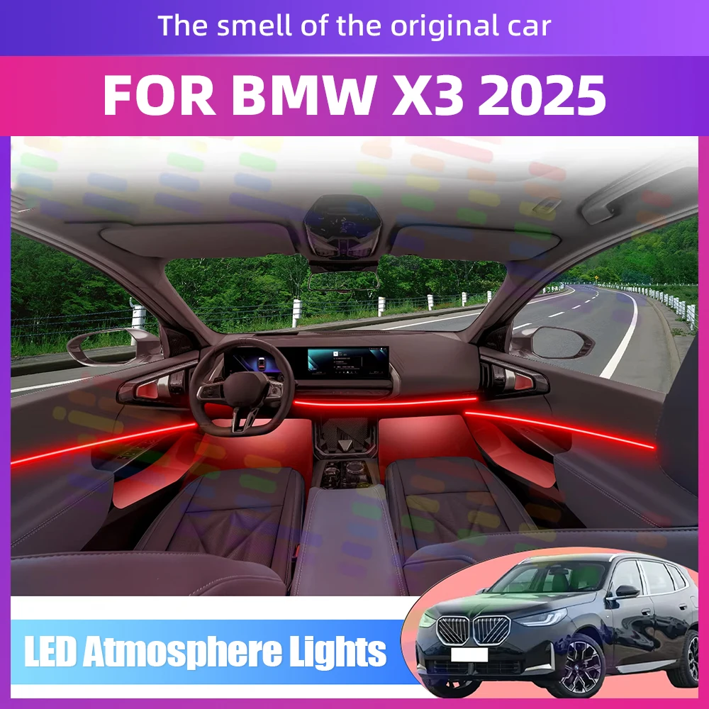 

Для BMW X3 G45 2025 акриловая светодиодная атмосферная лента, 64 цвета, несколько режимов для внутреннего и вождения, комфорт управления через приложение