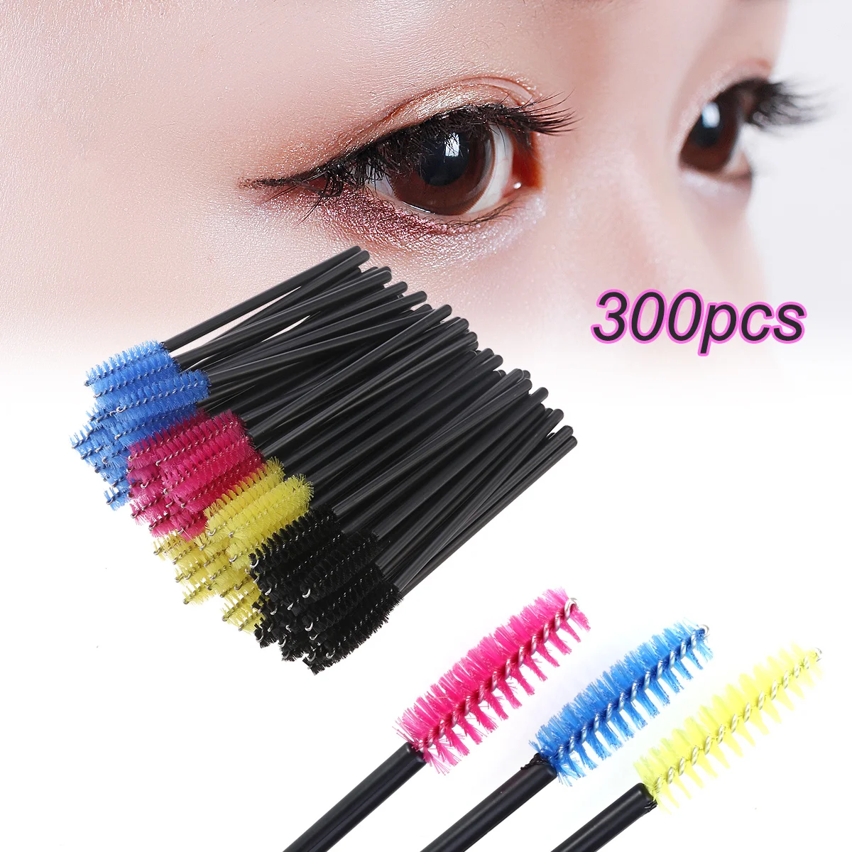 300Pcs Multicolor Eyelash Brush Disposable Mascara Wands Lash Separating Curling Tool Salon Personal Use Eyelash Mascara Brush