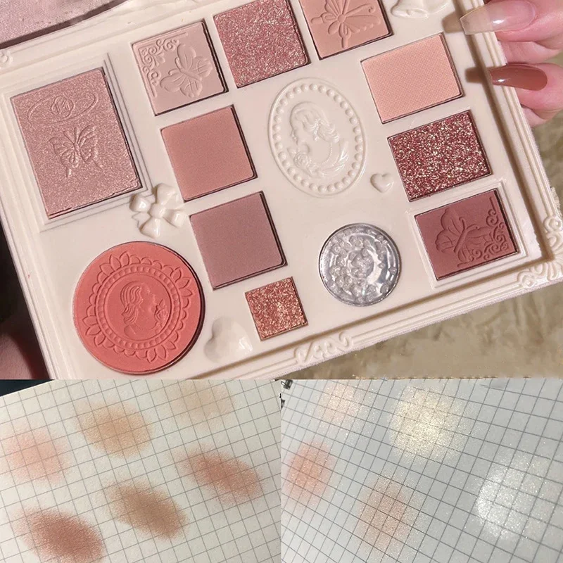 Lace Relief Oogschaduwpalet Natuurlijke Matte Glitter Parelmoer Kumquat Contour Markeerstift Koreaanse Oogschaduw Make-up CosmeticGif