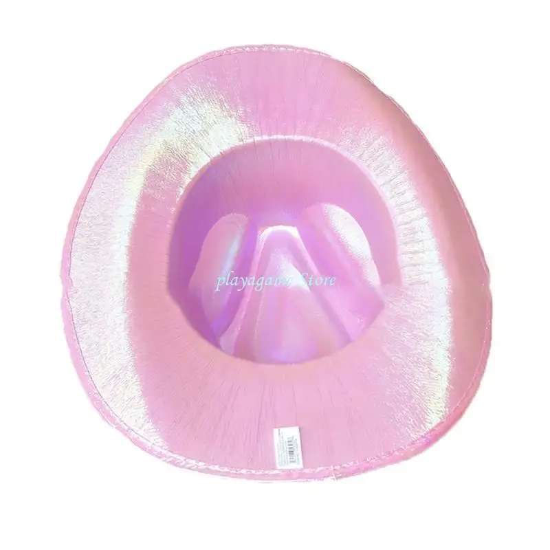 Y88A قبعة رعاة البقر الفضائية اللامعة النيون اللامعة المرحة للحفلات الديسكو المجسمة #4