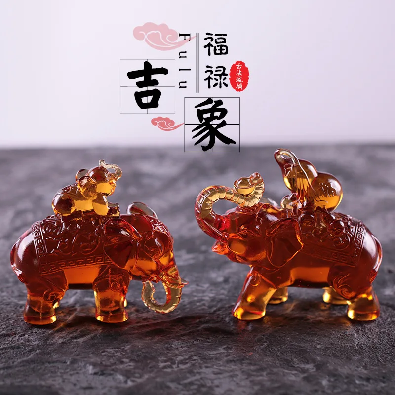 

Coloured glaze Elephant blessing elephant ornament Home Decorations Chinese crafts