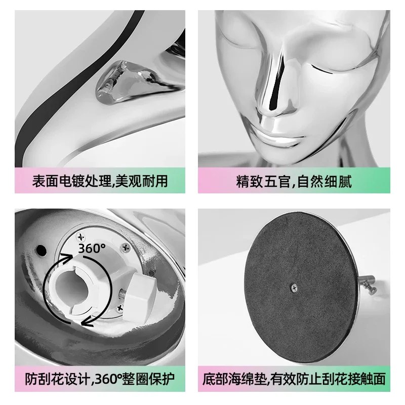 Electroplating Gold or Silver Female Mannequin Head with Bust For  Jewelry Display Stand Hat Wig Scarf Bracket