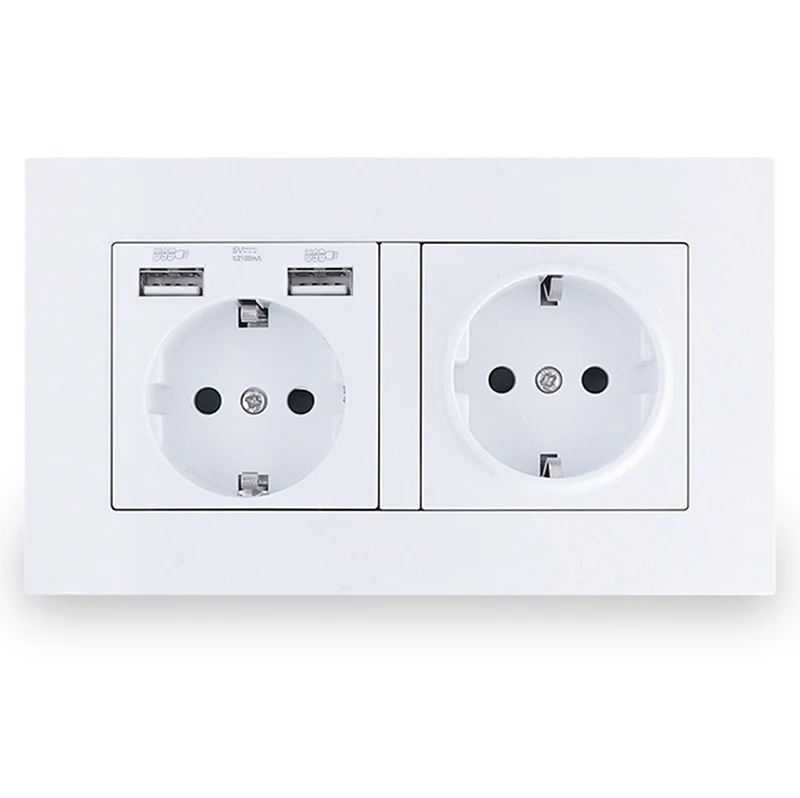 Wall mounted panel 16A power socket EU standard multi plug with 2 USB port