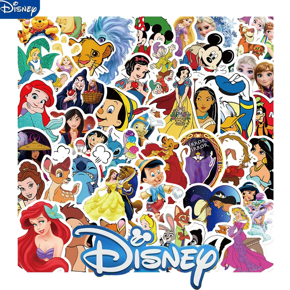 50pcs Disney Mixed Cartoon Stickers Movie Decals For DIY Guitar Luggage Bottles Laptop Phone Waterproof Gift Sticker Kid Toy