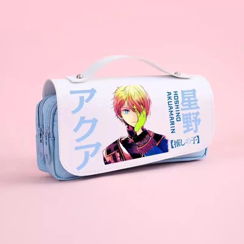 Oshi No Ko Hoshino Ai estuche de lápices de dibujos animados, figura de Anime Hoshino Akua Ruby, caja de lápices de Pu de gran capacidad, bolsa de papelería para estudiantes