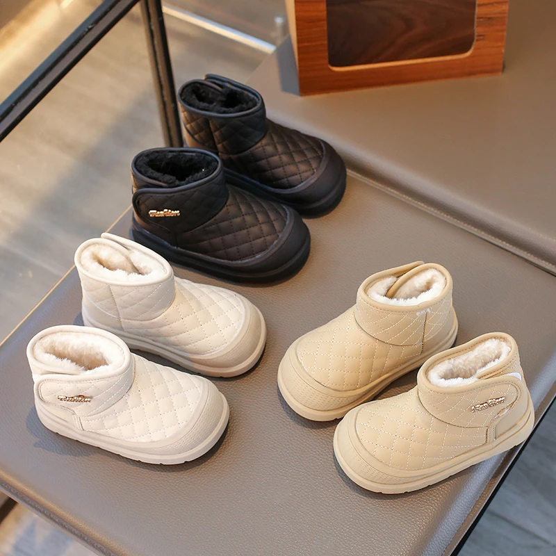 

Осенне-зимние зимние сапоги для маленьких мальчиков и девочек, детская уличная плюшевая обувь, нескользящая повседневная обувь для младенцев, непромокаемые детские ботинки