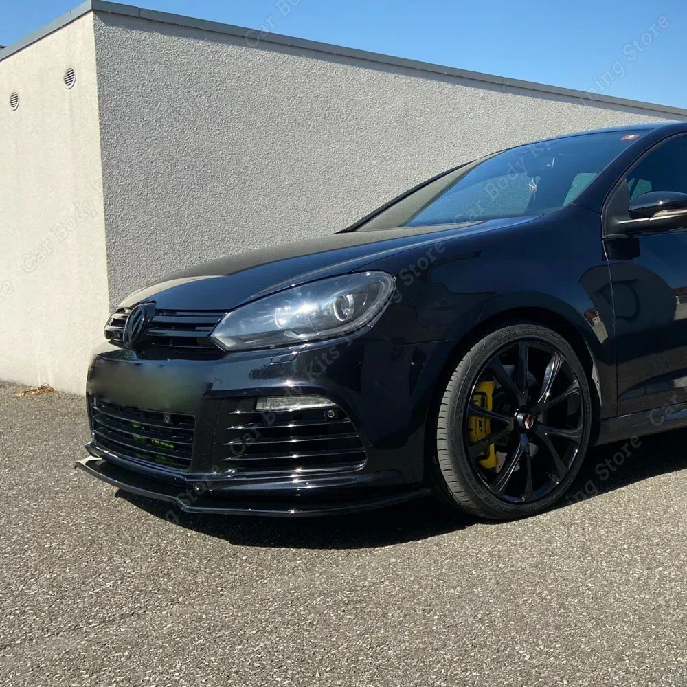 For Volkswagen Golf 6 MK6 R R20 2008-2013 Glossy Black ABS Car Front Bumper Splitter Lip Diffuser Body Kit Spoiler Guard Tuning