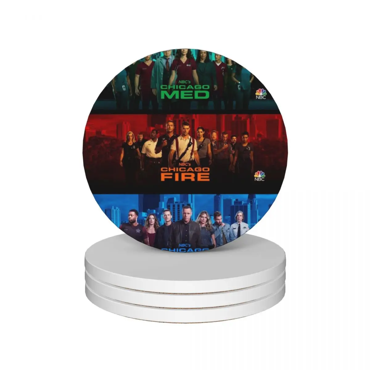 

Chicago PD Fire Med Ceramic Coasters (Set of 4) ceramic set black for coffee mugs drinks Coasters