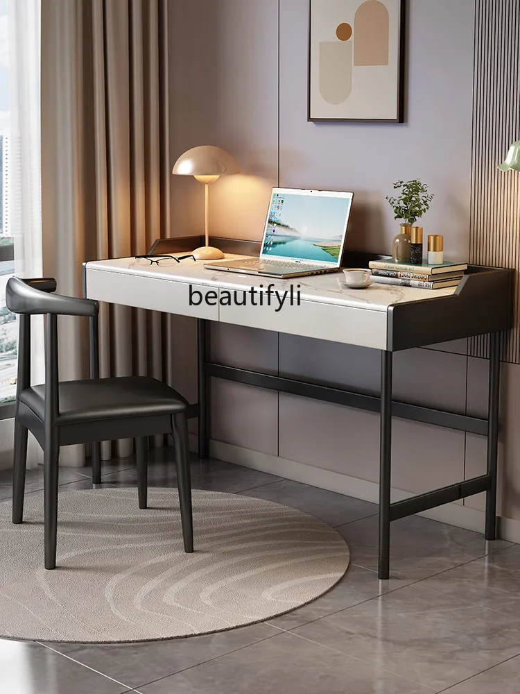 

Italian Light Luxury High-End Stone Plate Desk Bedroom and Household Modern Minimalist Office Writing Desk Desktop Computer Desk