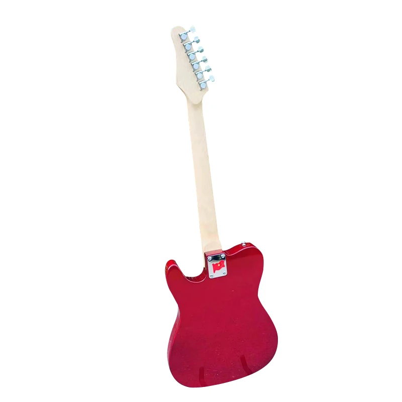 Electric Guitar 6 String 39 Inch High Gloss Red Color Solid Okoume Wood Body 22 Frets With F-Holes Design